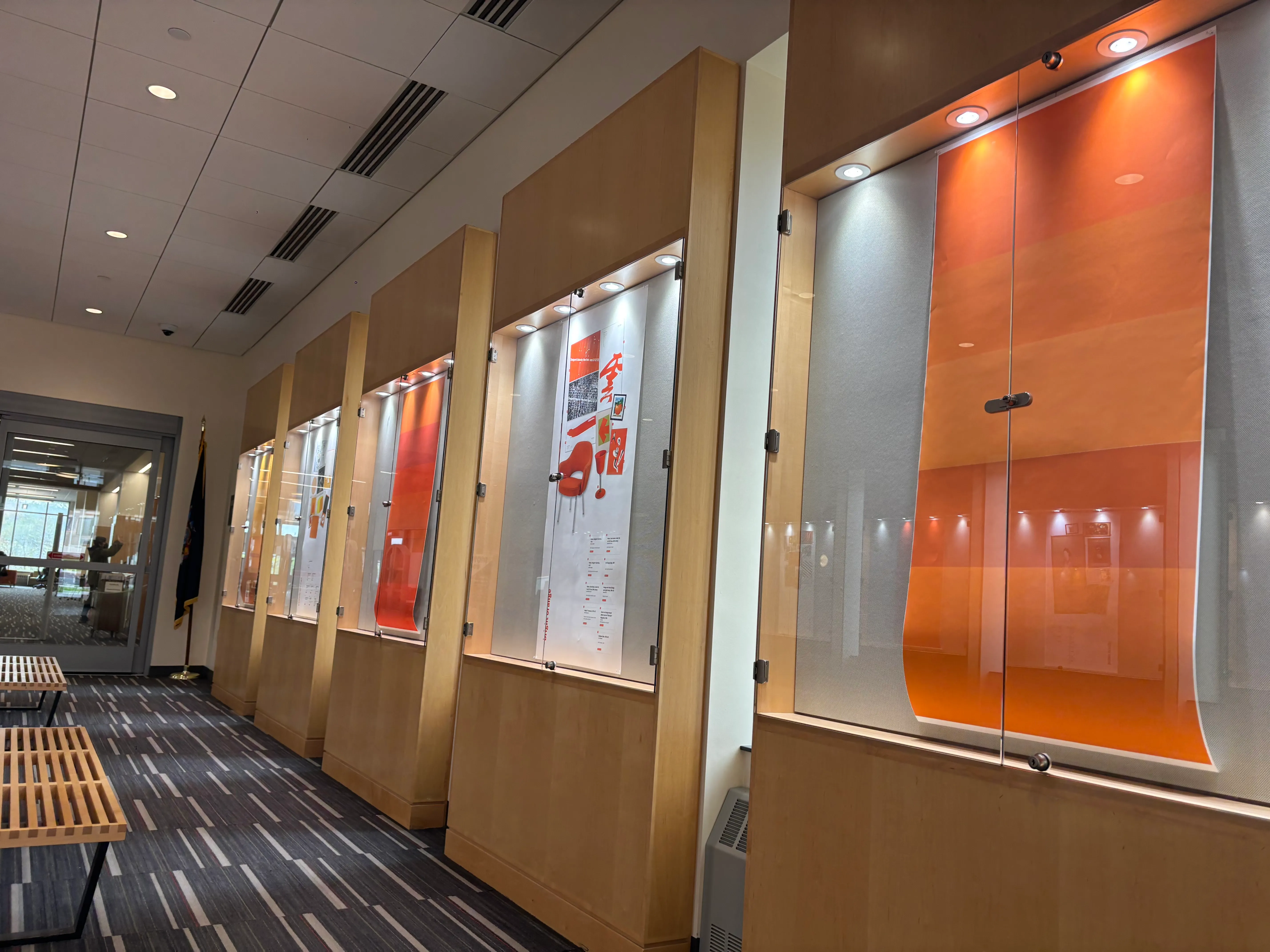 Exhibition photo of "for the love of organge" displayed in Sojourner Truth Library